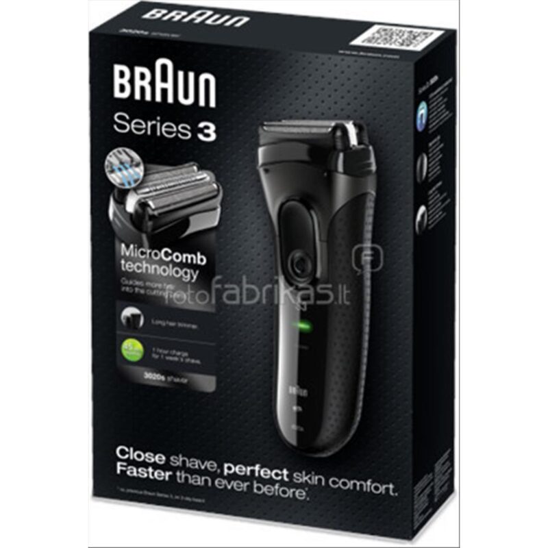 Rasoio Braun Serie 3-3020 con MicroComb, Nero